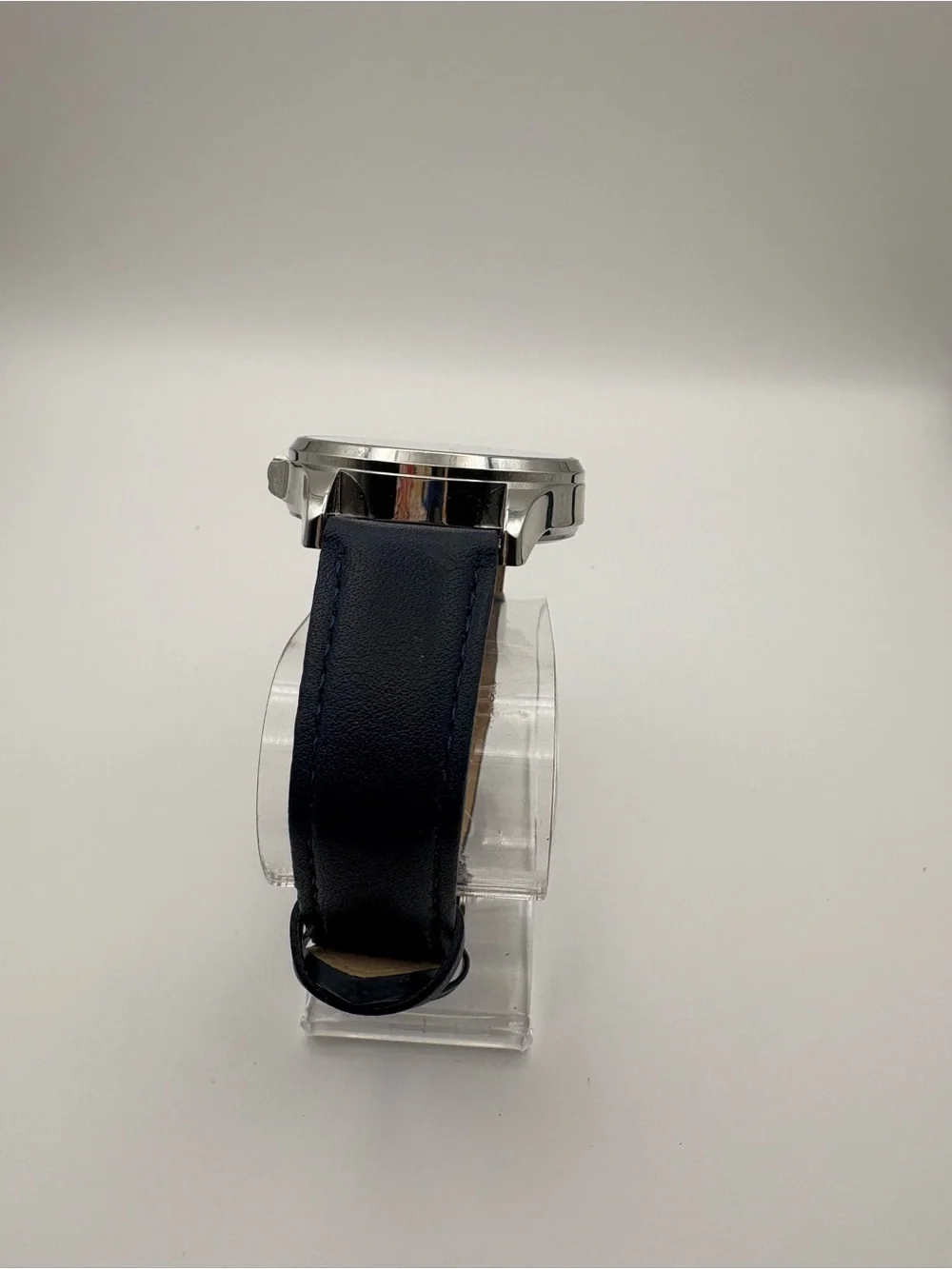 London Fog Men's Silver Dial Navy Faux Leather Strap Watch LF046NVY